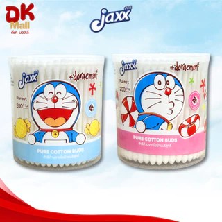 (live) Jaxx สำลีก้านจากใยฝ้ายบริสุทธิ์ แจ๊กซ์ คอตตอนบัด ลายโดเรมอน แบบกระปุก 200 ก้าน คละสี ฟ้า/ชมพู ยกโหล 12 กระปุก