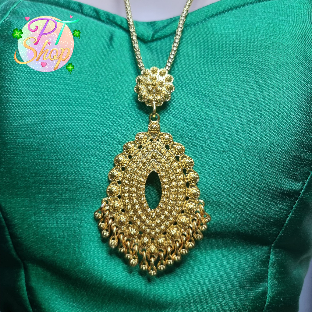 สร้อยคอพร้อมต่างหูสีทอง เครื่องประดับชุดไทยสีทอง PT Shop