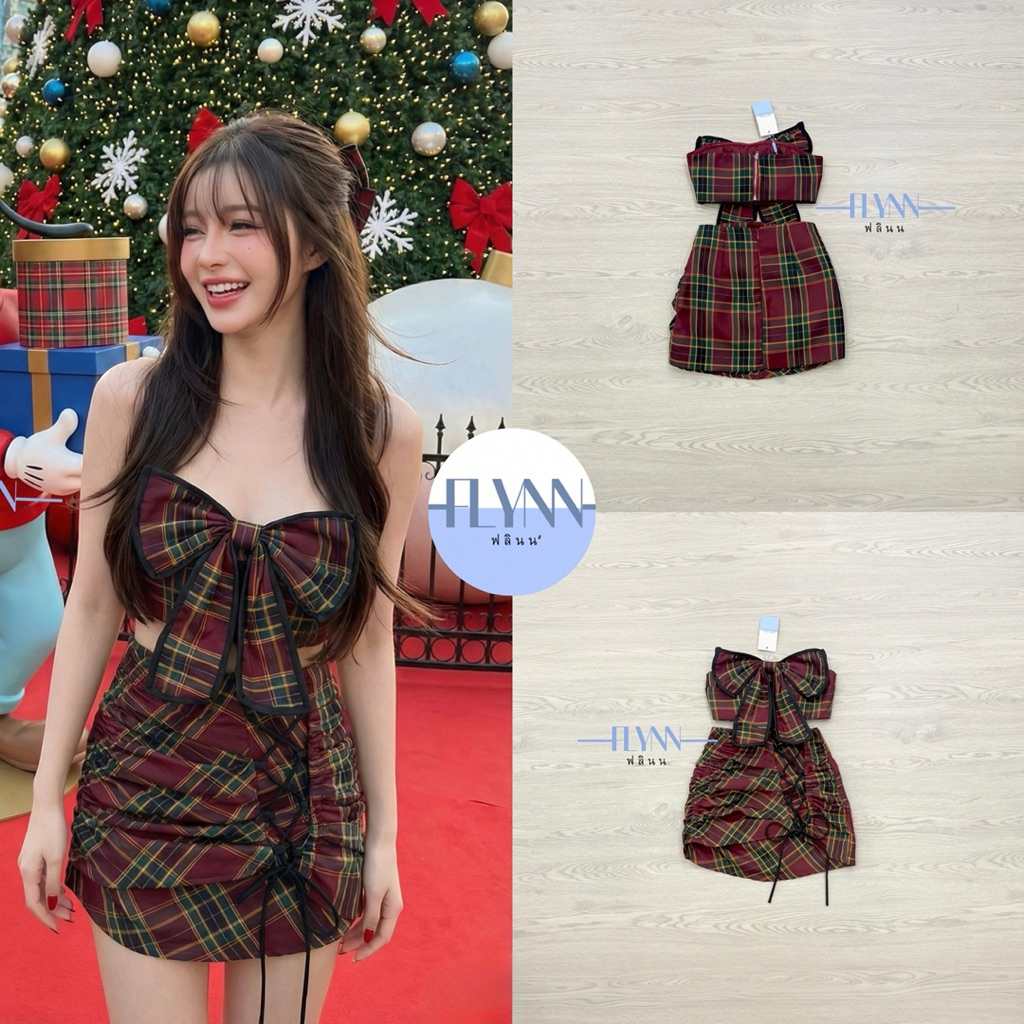 FLYNN ชุดเซ็ตลายกราฟฟิคน่ารักสุดเก๋ ผสมผสานสีสันอย่างลดตัว น่ารักมาก(XS SML)