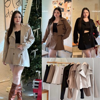 /LD/ ชุดเซ็ต2ชิ้น สาวอวบ มีไซส์อก40-52 เสื้อทรงสูท+กระโปรงกา…