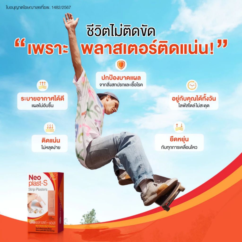 [กล่อง 100 แผ่น] Neoplast - S Strip Plasters  นีโอพลาสท์-เอส พลาสเตอร์แบบผ้าปิดแผล นีโอพลาสท์ - รูปที่ 3