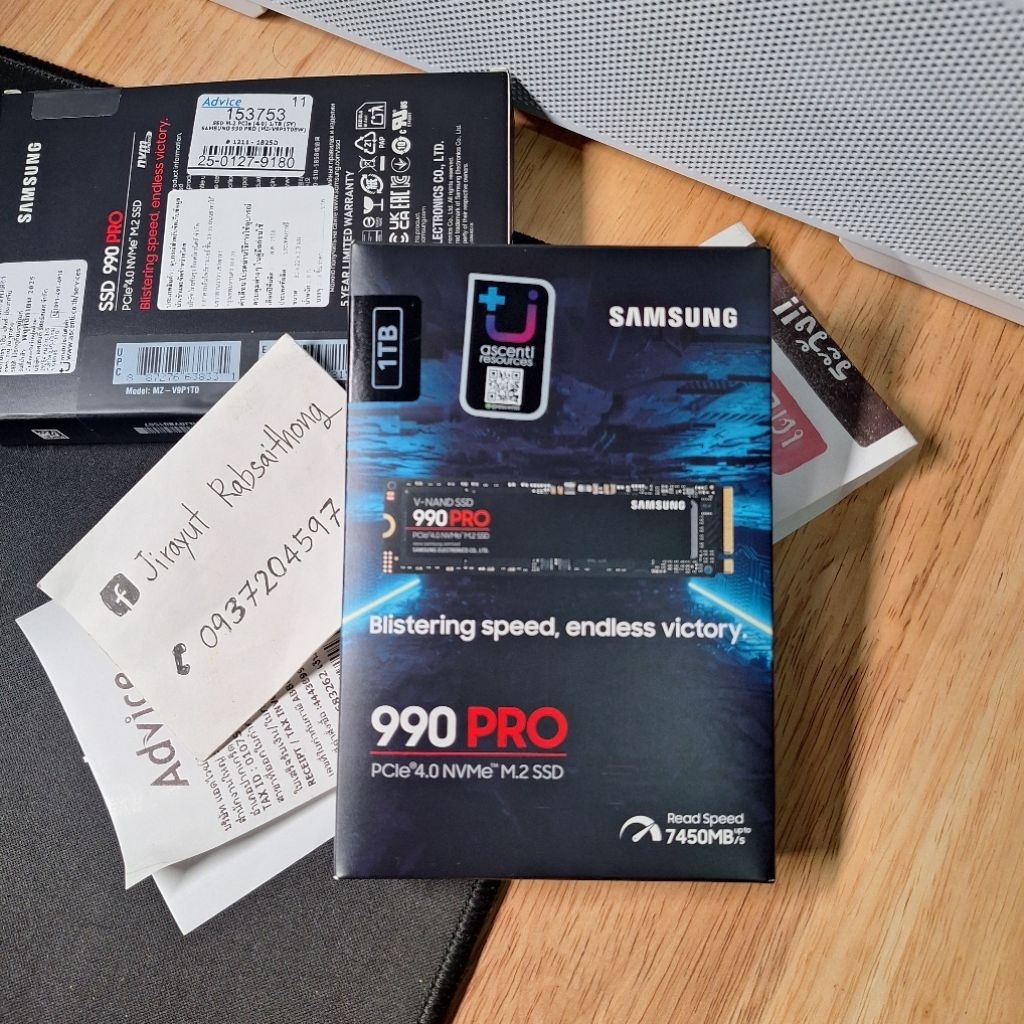 SAMSUNG 990 PRO 1 TB SSD M.2 7,450 / 6,900 MB/s ความจุ 1TB : 5Y (990 PRO / MZ-V9P1T0BW)