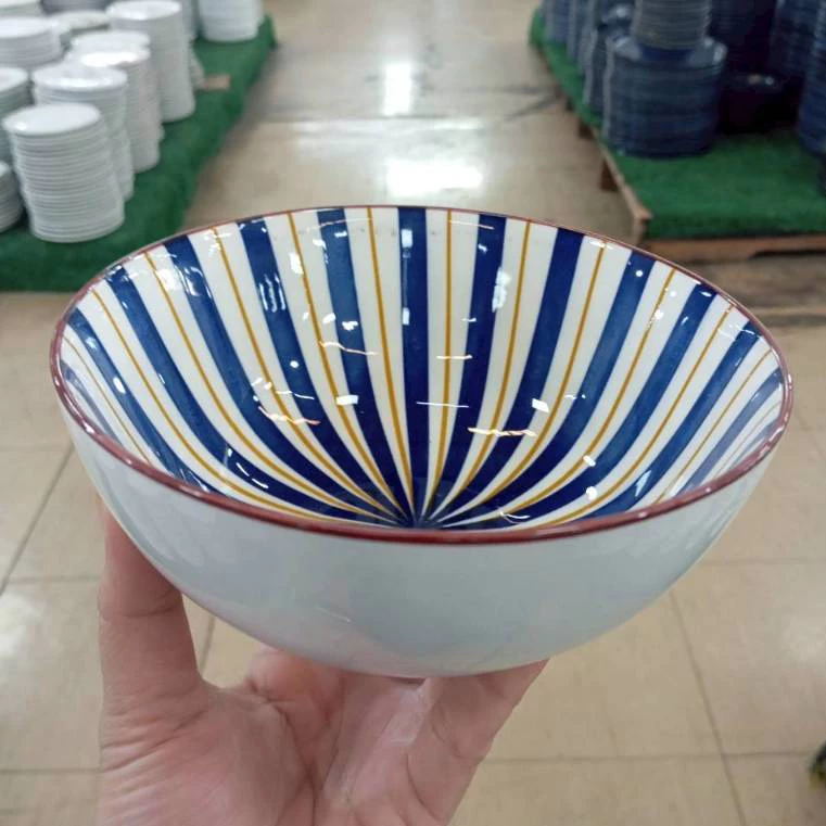 ถ้วย ชามเซรามิก 6 นิ้ว ถ้วยลายเส้น ถ้วยมาม่า ถ้วยทรงญี่ปุ่น เข้าไมโครเวฟได้