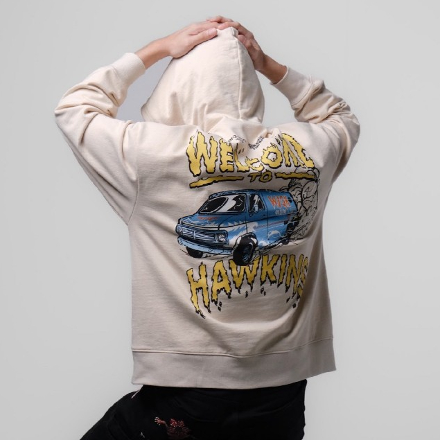 era-won เสื้อฮูดดี้ ทรง Oversize รุ่น HOODIE erawon x stranger things สี Cream