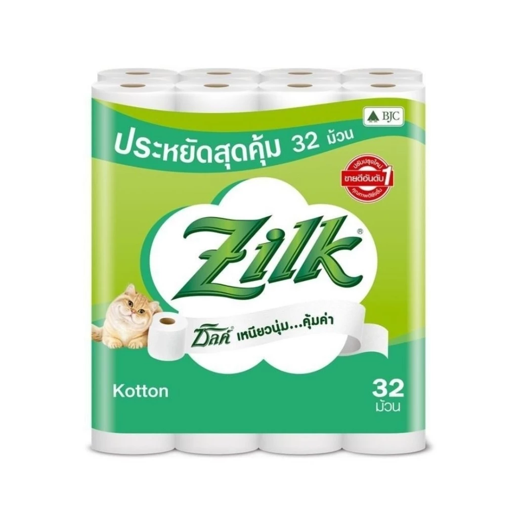  ซิลค์ คอตตอน กระดาษทิชชูม้วน หนา 2 ชั้น 24 ม้วน32ม้วน Zilk Kotton Toilet Tissue 2 ply 24 roll s.4