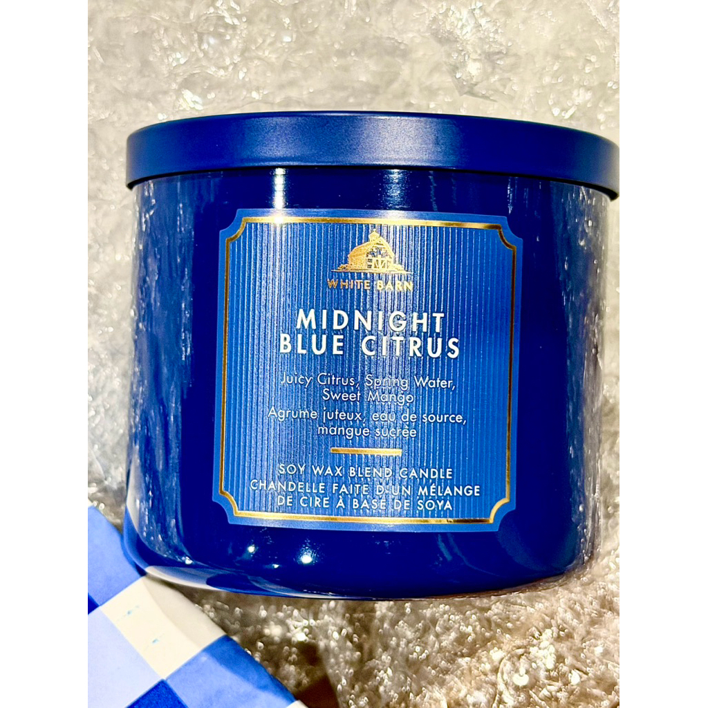 เทียนหอม Midnight Blue Citrus แบบ 3 ไส้ จาก Bath & Body Works (White Barn) พร้อมส่งของแท้