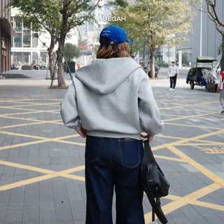 👉 พร้อมส่ง ✅ HUEGAH Cropped Hoodie เสื้อหนาวมีฮู้ด ทรงครอป ไซซ์ใหญ่