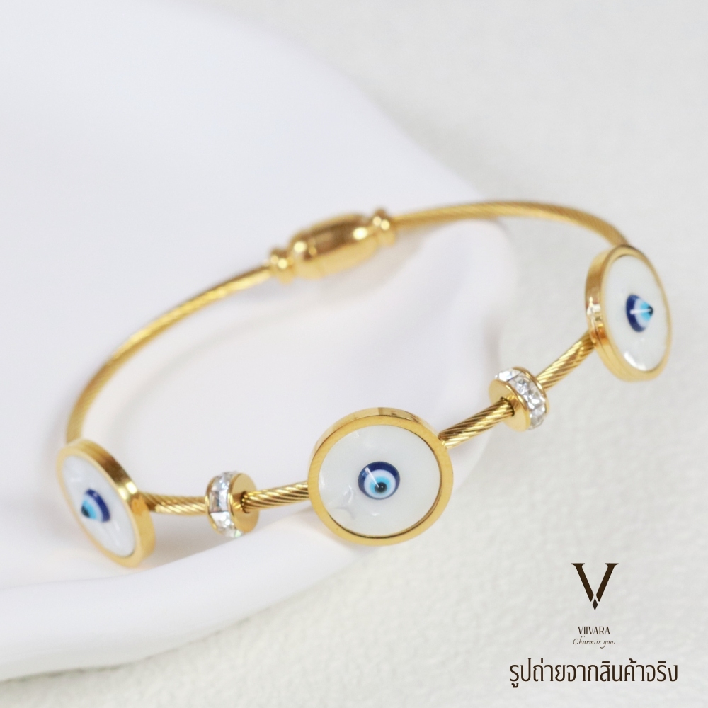 VIIVARA กำไลข้อมือ Evil eye ล้างพลังงานลบ ไม่ลอก ไม่ดำ กำไล ข้อมือ กำไลสายมู [พร้อมส่งจากไทย]