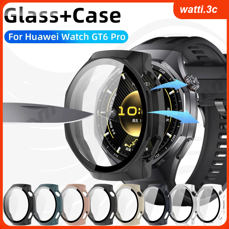 กระจกกันรอย + เคสสำหรับสมาร์ทวอทช์ Huawei GT6 Pro ขนาด 46 มม. กระจกกันรอยขีดข่วนทำจากวัสดุ PC แข็ง สำหรับ GT 6 ขนาด 46 ม