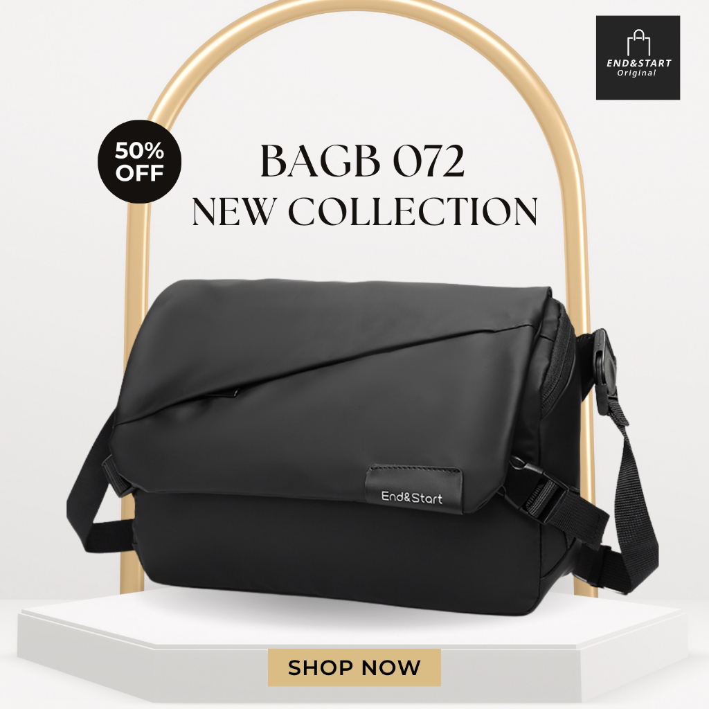 BAGB072 END&START ของแท้ กระเป๋าสะพายข้าง/เมสเซนเจอร์ ผ้า PU กันน้ำดีไซน์มินิมอล ใส่ iPad 11 นิ้วได้