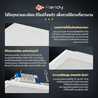 [3FREE1]RANDY LEDPanelLight 40W&48W RA90แสงนุ่มสบายตา โคมไฟติดเพดาน 4000K&6500K 3สีเลือกได้ประกัน3ปี