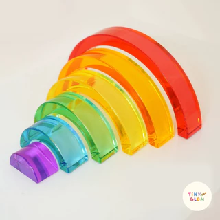 (พร้อมส่ง)บล็อกอะคริลิคใสโปร่งแสง สีรุ้ง 🌈 แบบทรงสี่เหลี่ยม สูงโปร่ง คุณภาพพรีเมียม ของเล่นเสริมพัฒนาการ