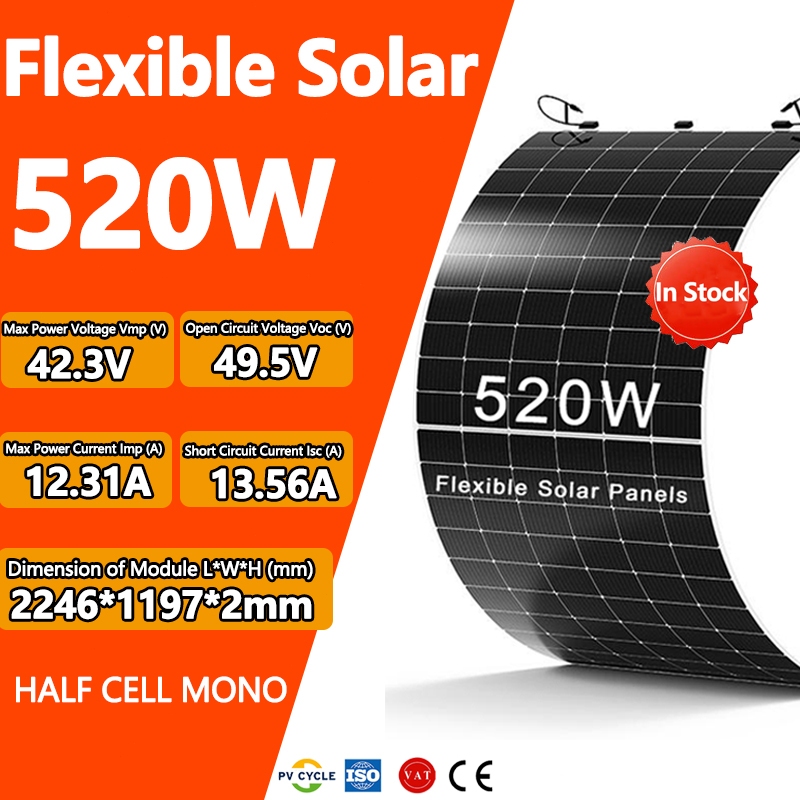 Solar Panel แผงโซลาร์เซลล์ แบบยืดหยุ่นได้ Flexible Solar 520W