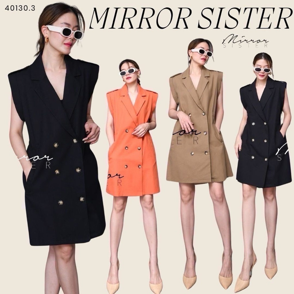 Mirrorsister 40130.3 เดรสทรงเก๋ สไตล์coatแขน