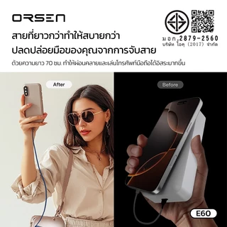 Orsen by Eloop E60 แบตสำรอง 10000mAh PowerBank 22.5W ชาร์จเร็ว มีสายในตัว Type C