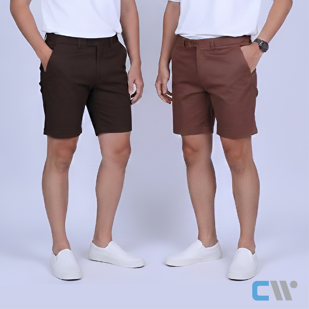 CW Chino Shorts 16" | กางเกงชิโน่ขาสั้นผ้ายืด (น้ำตาลเข้ม, โอวันติน) – นุ่มสบาย คล่องตัว [CW-AY]