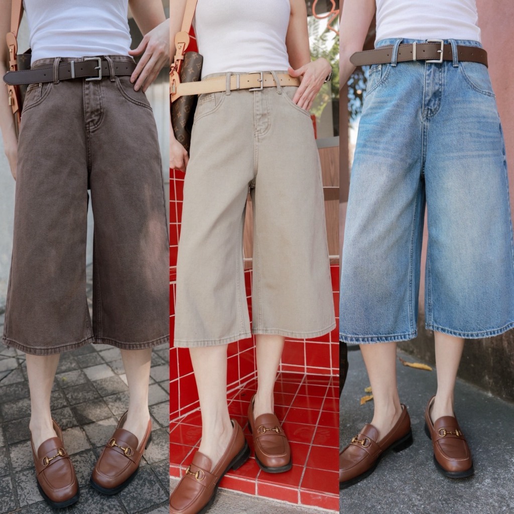 Wide Jeans กางเกงยีนส์ขา5ส่วน TAG DARIM 🇰🇷