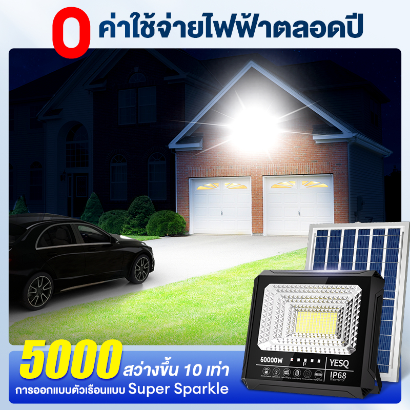【ซล1 แถม4】2026 NEWไฟโซล่าเซลล์ 50000W สปอร์ตไลท์โซล่าเซลล์ รุ่น ไฟสปอตไลท์ solar light ไฟโซล่าเ สายไฟ10เมตร แสงสีขาว - รูปที่ 6