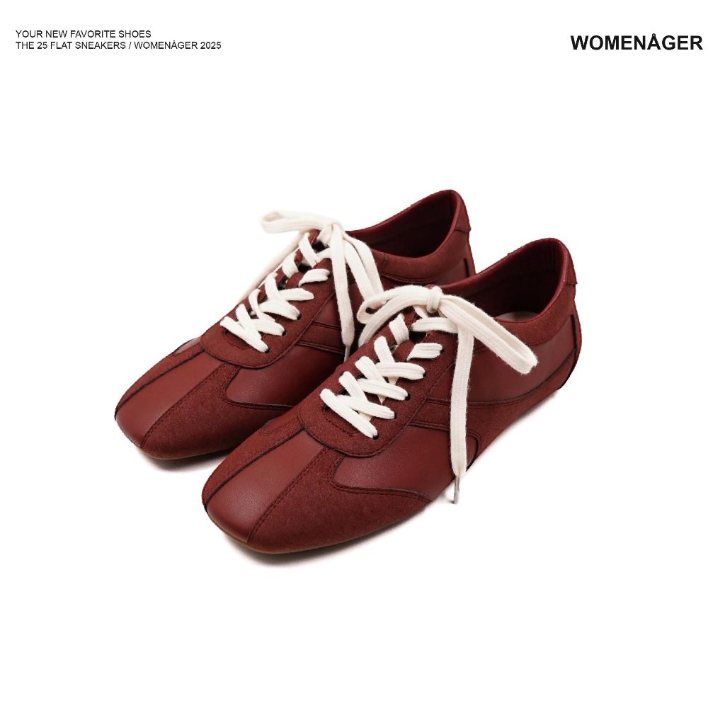 WOMENAGER - The 25 Flat Sneaker สี Burgundy รองเท้าผ้าใบ รองเท้าผ้าใบผู้หญิง