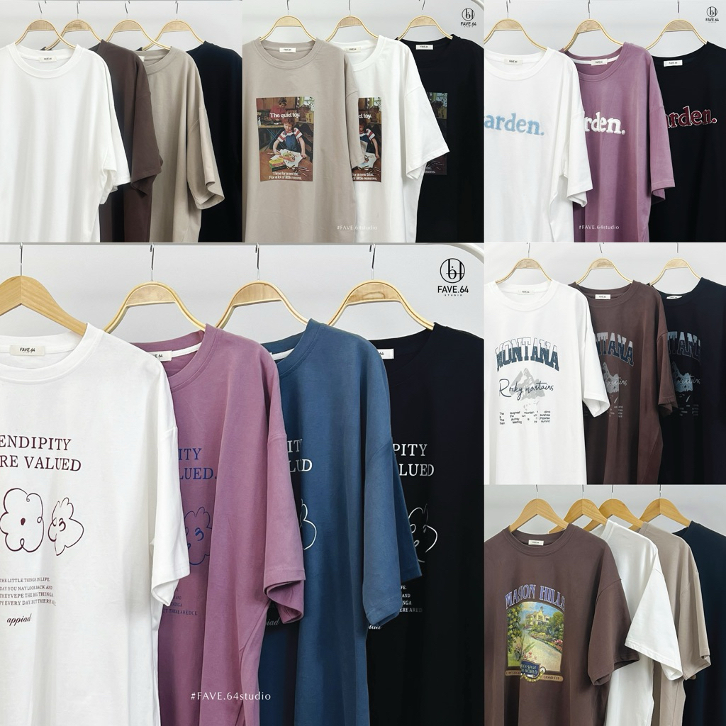 (ใช้โค้ดลด เมื่อสั่งผ่าน ShopeeVideoได้) เสื้อยืดโอเวอร์ไซส์ Oversized T-shirt - Fave.64