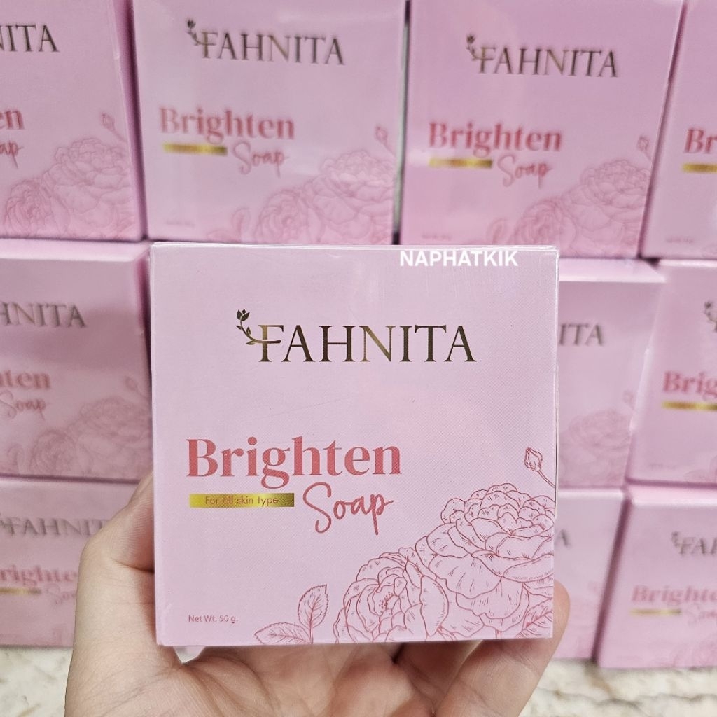 [ใช้โค้ดส่งฟรี] สบู่ FAHNITA BRIGHTEN SOAP💓สบู่ทำความสะอาดผิวหน้า แถมตะข่ายตีฟองทุกกล่อง
