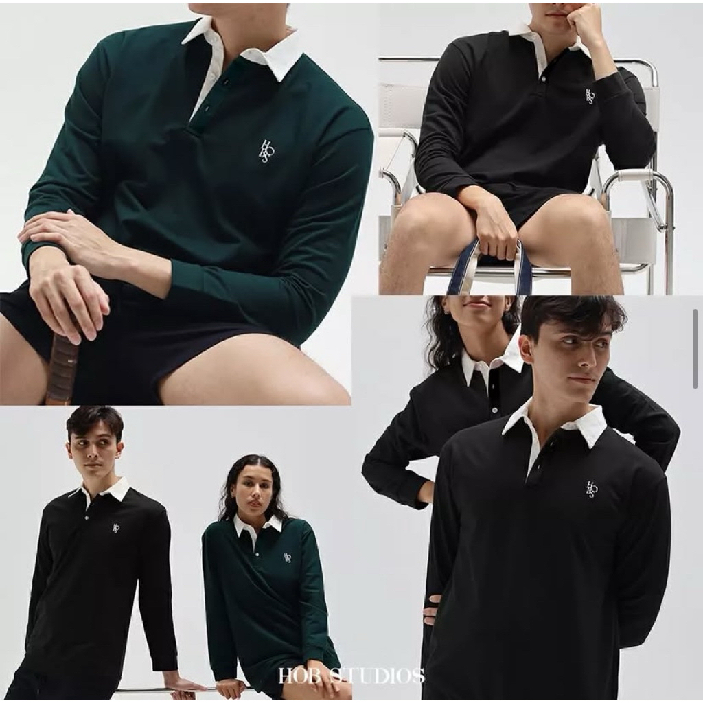 Hob.studio polo shirt Sz.M สีเขียวเข้มshop890
