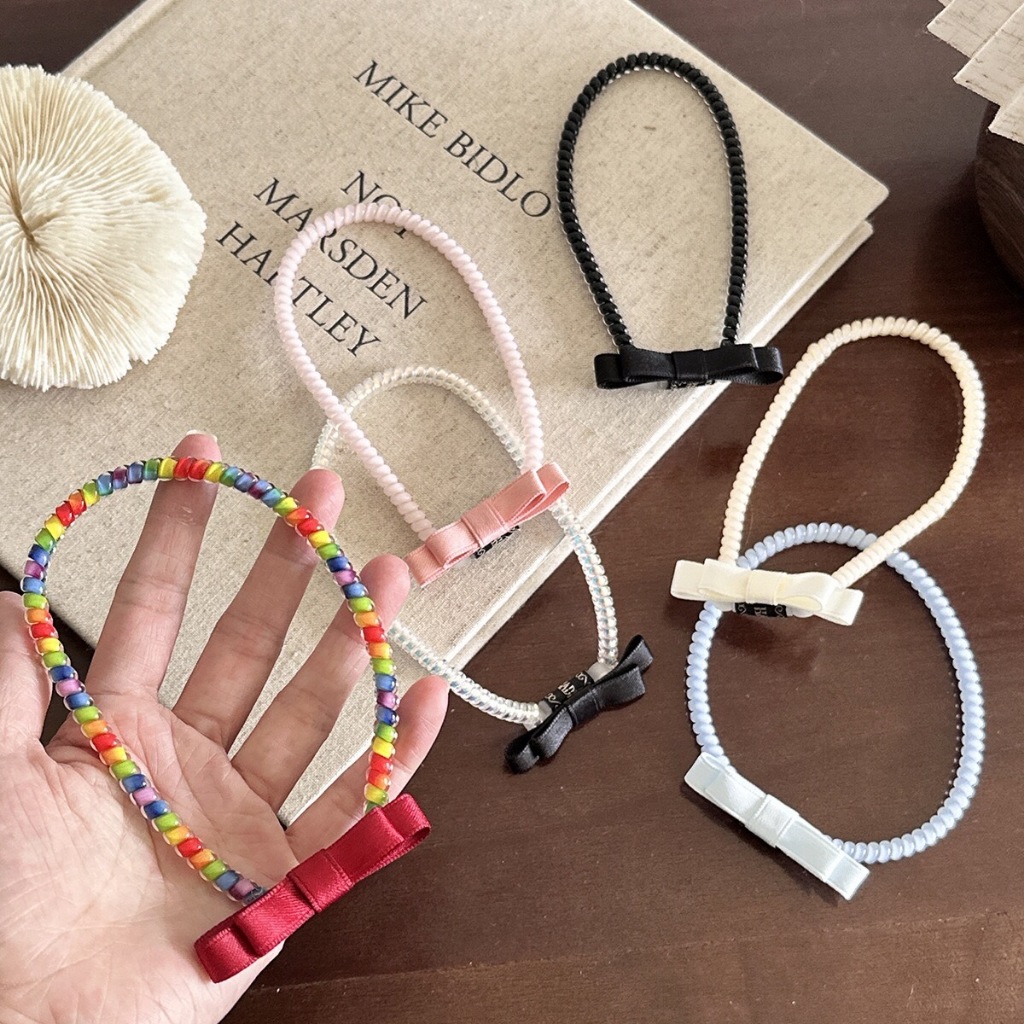 พร้อมส่ง!🇹🇭 ราคา/ชิ้น Spiral Coil Bow Tie 2in1 ที่คาดผม&ยางรัดผม สายเกลียวโทรศัพท์ ประดับโบว์สี พรีเมียม เนื้องานเกาหลี