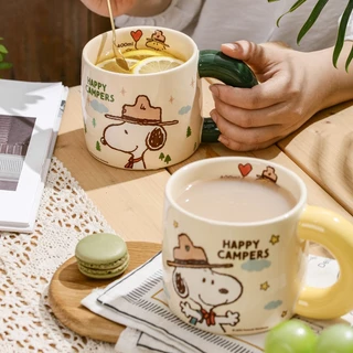 【ของแท้】สนูปปี้ Snoopy แก้วเซรามิค 460ml พร้อมกล่อง & ถุงของขวัญ ลายน่ารัก ใช้ทุกวัน ของขวัญวันเกิด