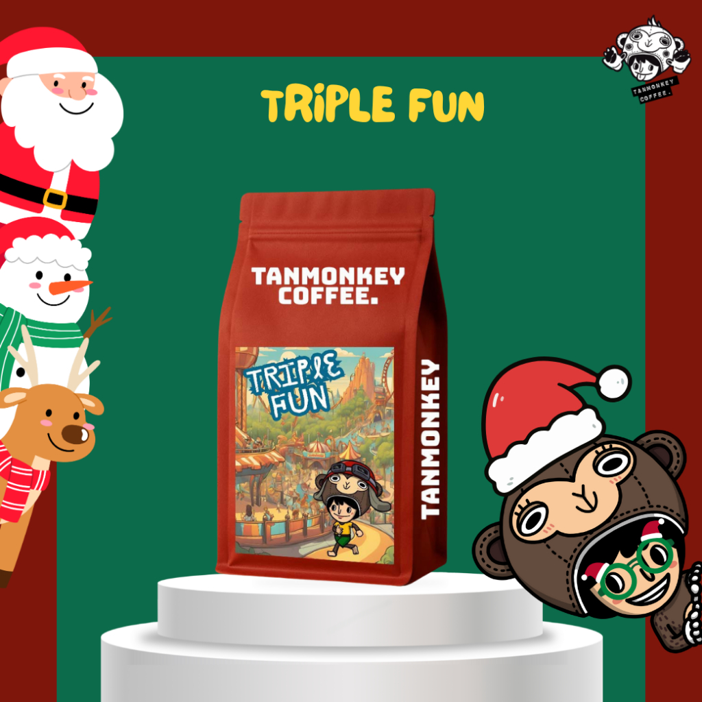 New!! Tanmonkey Coffee Triple Fun เมล็ดกาแฟคั่วเบลน Colombia Papua New Guinea Ethiopia