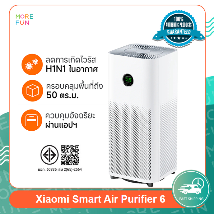 เครื่องฟอกอากาศ Xiaomi Mijia Smart Air Purifier 6 - TH Ver แผ่นกรองขั้นต้น + แผ่นกรอง H13 + ถ่านกัมม