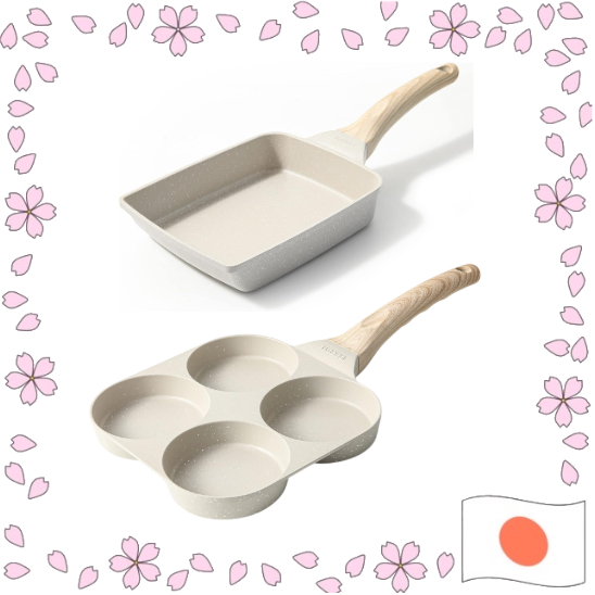 CAROTE กระทะทอดไข่ดาว 4 ช่อง / กระทะไข่ม้วน【ส่งตรงจากญี่ปุ่น】