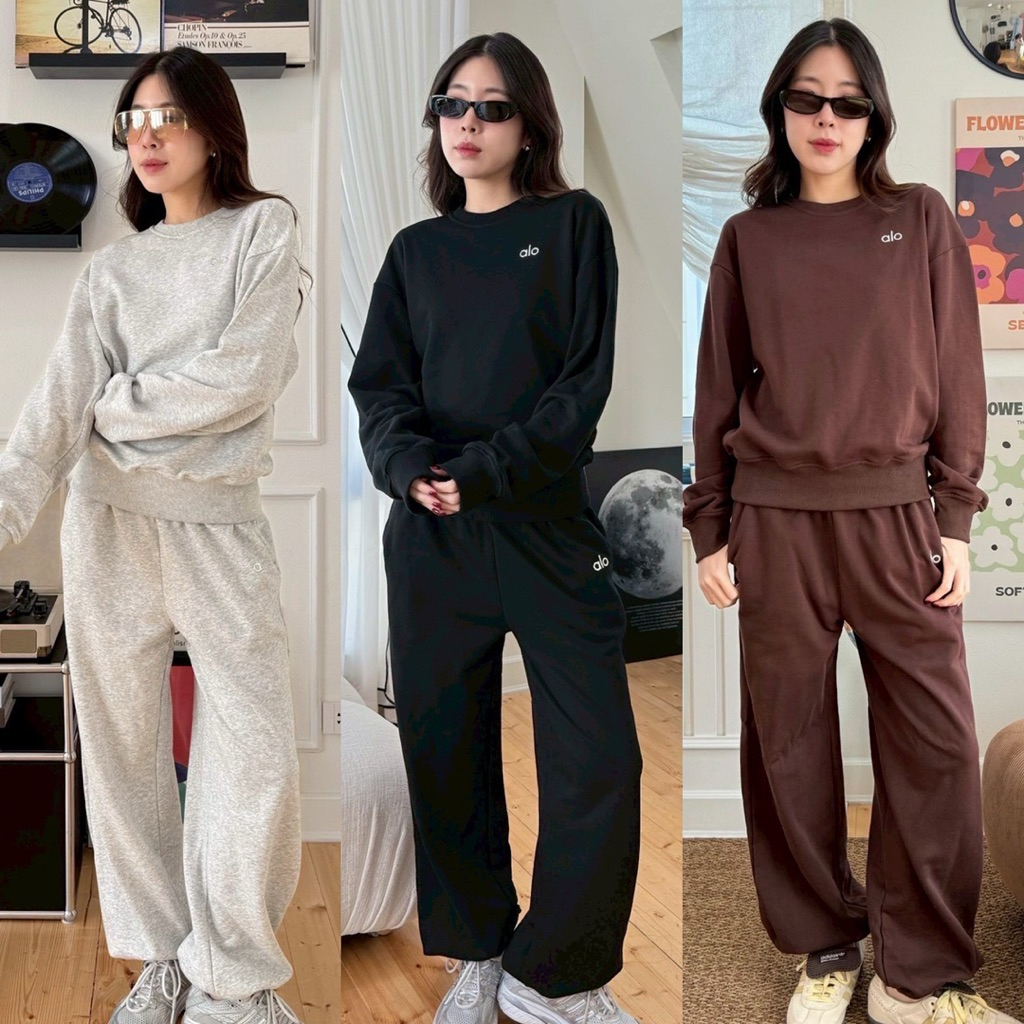 AO set • มาแล้วค่า ชุดเซ็ทแนวสปอร์ตเสื้อวอร์มสเวตเตอร์แขนยาว กางเกงวอร์มขายาว มาแรงมาก