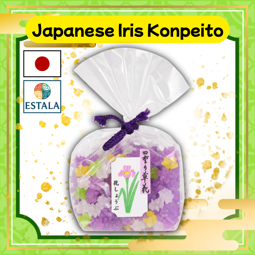 Estala Konpeito Japanese Traditional Sugar Confections Flower Shapes Bag (Japanese iris)