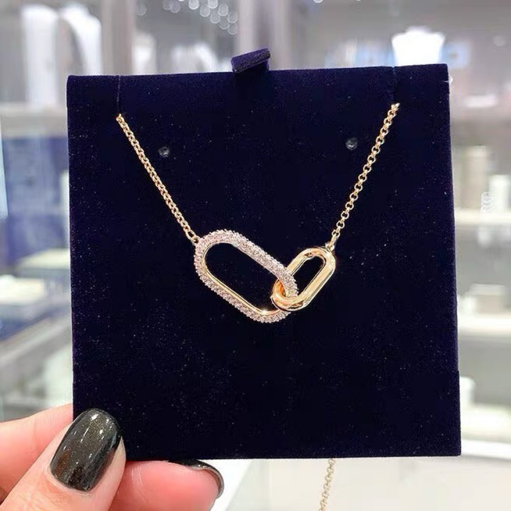 ของแท้💯 สร้อยคอสีทองคริสตัลออสเตรีย แฟชั่น ที่มีสไตล์เฉพาะตัว เหมาะสำหรับวันวาเลนไทน์และของขวัญปีใหม่