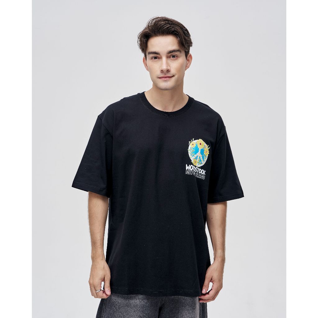 Niyom Jeans collection Woodstock : เสื้อยืด Oversize รุ่น TWS-010 สกรีนลาย ผ้าCotton ผ้ายืด