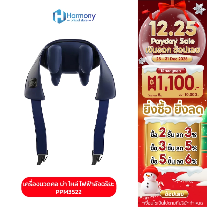 Philips เครื่องนวดคอ บ่า ไหล่ ไฟฟ้าอัจฉริยะ Neck And Shoulder Massager ประคบร้อน แก้ปวดไหล่ เครื่องน