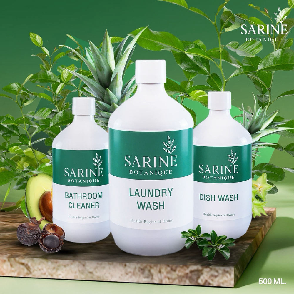 SARINE ผลิตภัณฑ์ทำความสะอาดออแกนิก น้ำยาซักผ้า  ล้างจาน ล้างห้องน้ำ ขนาด 1000 ml.