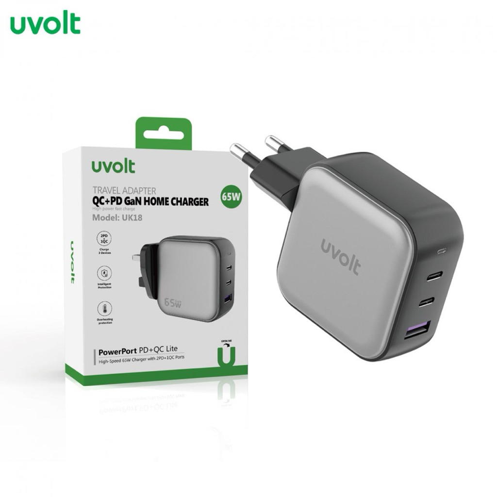 [ประกัน12เดือน] Uvolt Adaptor PD65W 3 Port [C1/C2/A] อแดปเตอร์ หัวชาร์จ