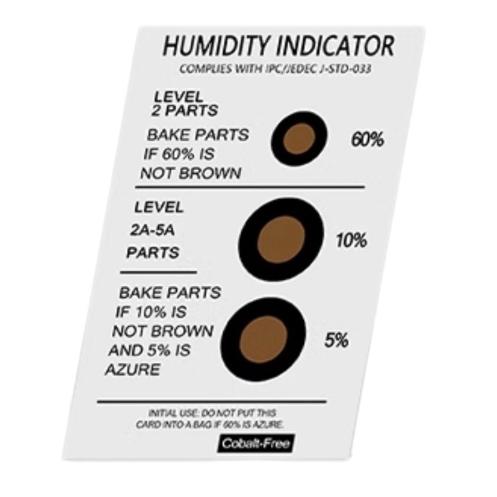 แผ่นวัดความชื้น Humidity Indicator Card เกรดพรีเมียม Cobalt-Free | การ์ดตรวจความชื้น 5% 10% 60% สำหรับ Filament และอื่นๆ