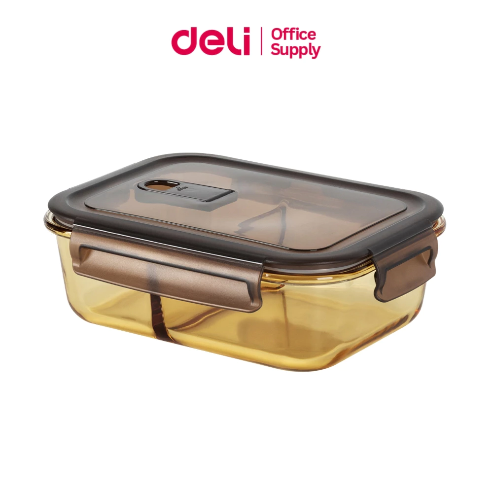 Deli กล่องใส่อาหาร กล่องบรรจุอาหารแบบแก้ว สามารถปิดได้แน่นหนา ทนความร้อน ไม่แตกง่าย Food Storage
