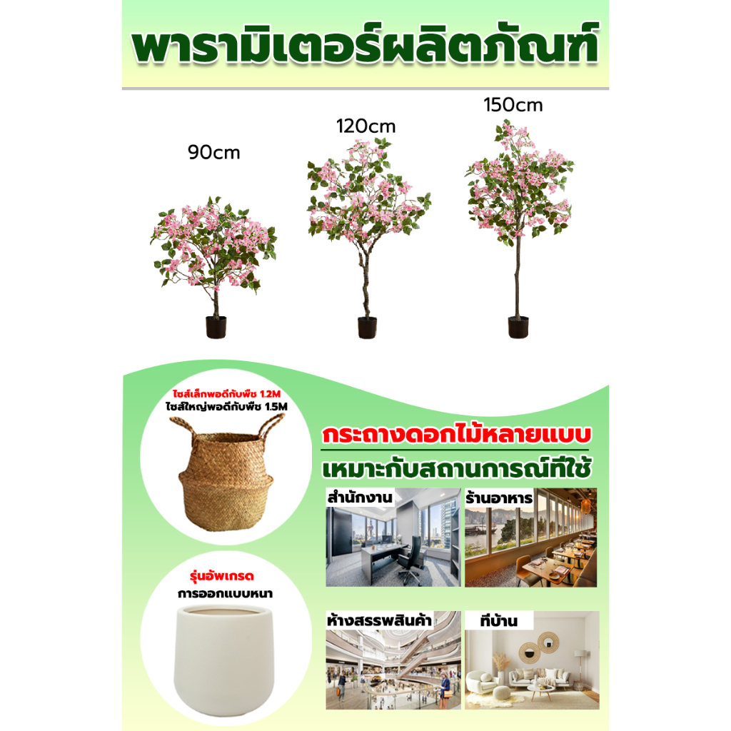 ☘สามเหลี่ยมพลัมต้นไม้ปลอม0ฟอร์มาลดีไฮด์ ไม่มีกลิ่น ไม่ต้องบำรุงรักษา อนของจริงความจำลอง 99%ต้นไม้ปลอมใหญ่90/120/150CM - รูปที่ 5