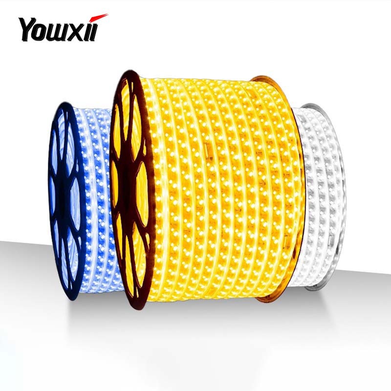 YOWXII 220V นีออนเทปไฟกลางแจ้งกันน้ำ แถบไฟ LED ความสว่างสูงนีออนยืดหยุ่นรวมปลั๊กไฟสำหรับตกแต่งบ้านคริสต์มาส