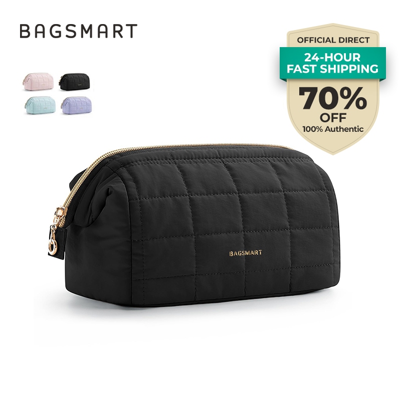 BAGSMART กระเป๋าใส่อุปกรณ์อาบน้ำและแต่งหน้า กระเป๋าเดินทางแต่งหน้า นุ่มเบา จัดระเบียบได้ดี พร้อมช่องเก็บอุปกรณ์อาบน้ำ