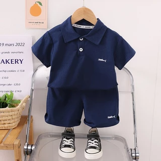 Babyonline(Y472)2M7 (ส่งด่วน1วัน)ชุดเซ็ตเสื้อโปโลแขนสั้นกางเกงขาสั้นแฟชั่นเด็กผู้ชายและเด็กผู้หญิง ระบายอากาศ