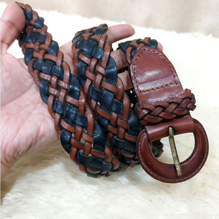 Rare Item  เข็มขัดหนังถัก G.H. Bass & Co. แท้ 100% สไตล์วินเทจสุดคลาสสิก