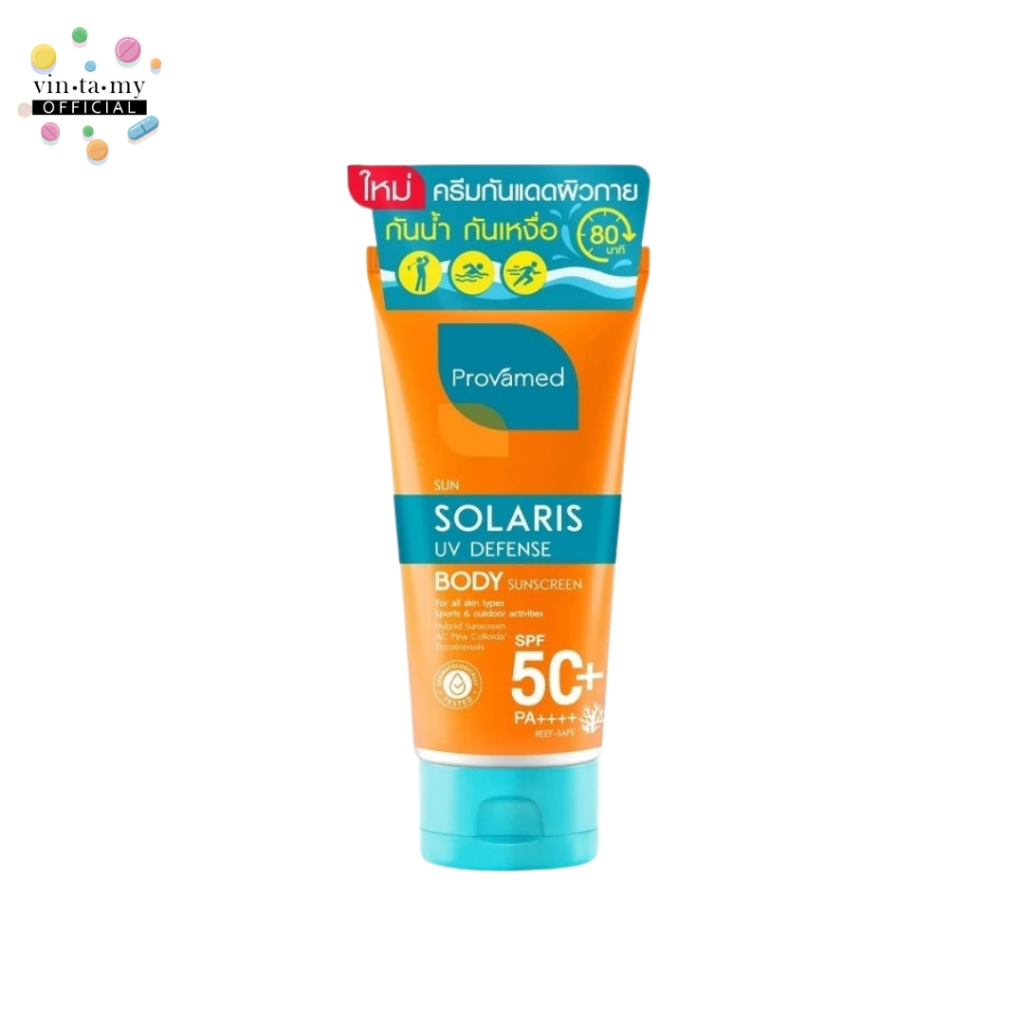 Provamed(โปรวาเมด) Sun Solaris UV Defense Body Sunscreen ปริมาณสุทธิ 100 มล. [EXP.08/10/2027]