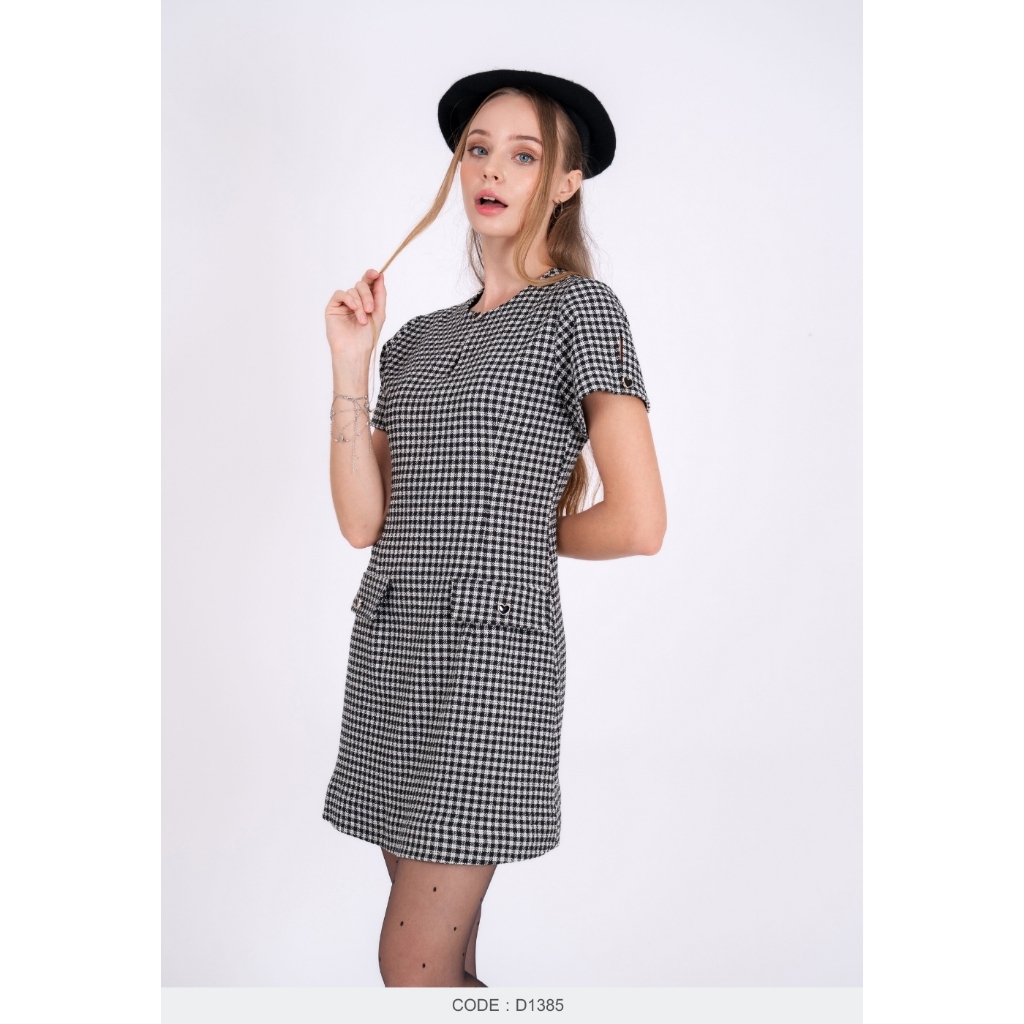 AMILA Dress AM-D1385 ทวิต แขนสั้น IGPU25-11 PCE1890