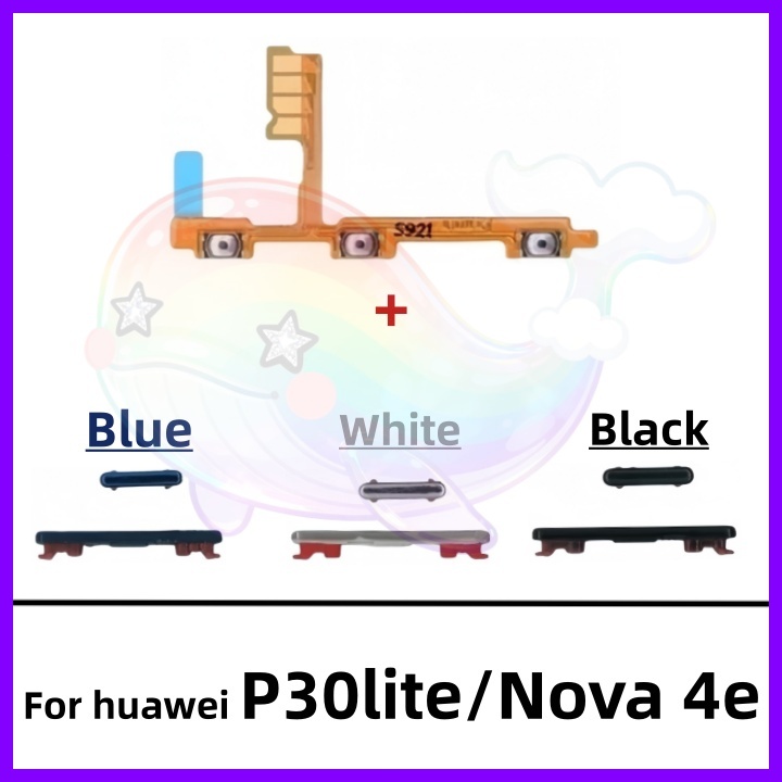 สําหรับปุ่ม Huawei P30 Lite / Nova 4E ปุ่มปุ่ม Flex Cable Keys ปุ่มปิดระดับเสียงปุ่มขึ้นและลงด้านข้างอะไหล่ทดแทน