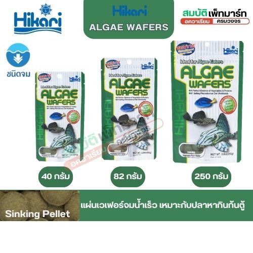 อาหารปลา Hikari Algae Wafer แผ่นจมน้ำสำหรับปลากินพืช 40g  / 82g / 250g.