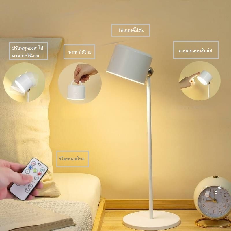 ไฟติดผนัง ตกแต่งห้อง โคมไฟLED หัวแม่เหล็กติดตั้งง่าย แบตเตอรี่ในตัว หมุนได้360° - รูปที่ 7